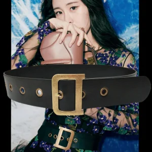 Ceinture large en cuir avec anneau en D pour femme, ceinture élégante, jupes gothiques, accessoires de luxe, mode, environnement