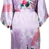 satin soie femmes mariage robe de demoiselle d'honneur sexy grue imprimer peignoir court long kimono robe de nuit robe mode robe de chambre femme