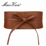 Boho Ceinture pour Femmes Bowknot Faux En Cuir Wrap Around Style Obi Cinch Ceinture Ceinture Noire Brun Femmes Ceinture