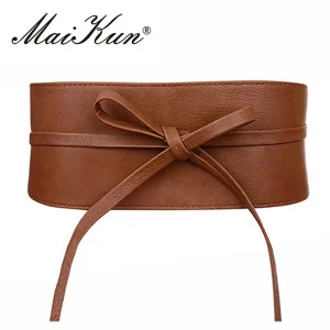 Boho Ceinture pour Femmes Bowknot Faux En Cuir Wrap Around Style Obi Cinch Ceinture Ceinture Noire Brun Femmes Ceinture