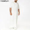 incerun hommes musulman kaftan À manches courtes solide o cou jubba thobe abaya moyen orient dubaï arabie saoudite islamique hommes robes s 5xl