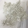 appliques en cristal strass, col en dentelle de perles de cristaux de tulle avec support en dentelle, ceinture de robe de mariée, couverture de mariée 15x20
