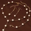 ensemble de bijoux en perles blanches pour femmes, collier et boucles d'oreilles élégants, accessoires de mariage, #228451