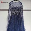 robe de soirée arabe élégante de dubaï pour femmes, manches longues, col rond, ligne a, luxe, robes de bal formelles de mariage, personnalisées, 2025