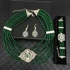 ensemble collier et boucles d'oreilles en perles faites à la main pour femmes, collier de robe de mariée musulmane, chaîne de bracelet, bijoux de luxe français et américain