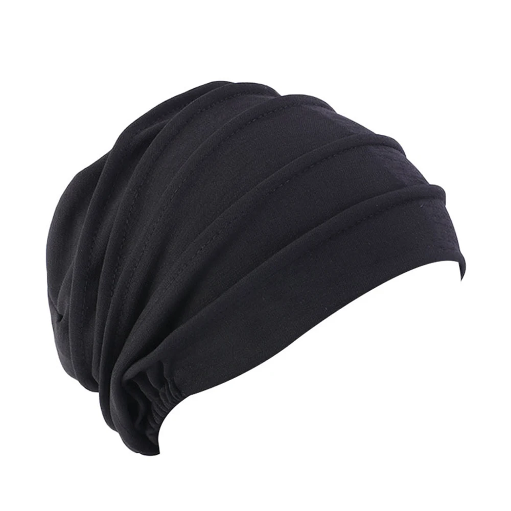 chapeau turban en coton élastique pour femme, bonnet doux, hijab musulman, bonnets chauds ronds pour la tête, chapeau de chimio, document solide
