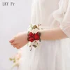 lky fr mariage poignet corsage demoiselle d'honneur bracelet soie fleur poignet corsage bracelets mariage main fleurs boutonnière garçons d'honneur