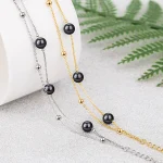 JO& Link-Bracelets simples pour femmes et filles, perles noires connectées, dorées et blanches, bracelets fins et charmants, mode féminine