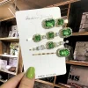 Épingles à cheveux vertes en perles pour femmes, clips géométriques, barrettes, couvre chef, bandeaux, accessoires d'ornement de cheveux, 2022