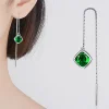 boucles d'oreilles à géométrie élégante, émeraude, rubis, argent 925, bijoux simples, pierres précieuses, accessoire pour femmes, vente en gros