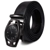 ceinture en cuir véritable pour hommes, boucle automatique, marque de luxe, cuir de vache noir, idéal pour le golf, cadeau idéal