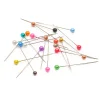 aiguilles à tête de perle rondes colorées de 38cm, 100 pièces/boîte, épingles à coudre droites pour la couture, bricolage, outils de couture, positionnement