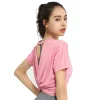 chemisier de sport en nylon pour femmes, haut court décontracté, pour fitness, dos nu, respirant, gym, jogging, entraînement, chemises à manches courtes