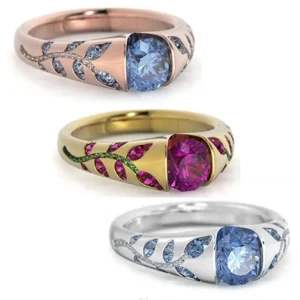 Foydjew bijoux chauds argent/or/or Rose couleur anneaux incrustés de Zircon exquis arbre feuille anneau personnalisé Simple bijoux
