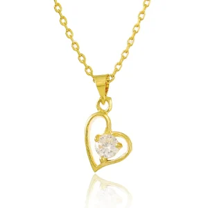 Collier coeur d&rsquo;amour plaqué or pur 24 carats pour femme, pendentif en cristal, cadeau de bijoux de mariage, 2mm