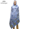 Écharpe hijab pour femmes africaines, écharpe brodée en coton creux, châle confortable et doux, 210x110 cm ec188