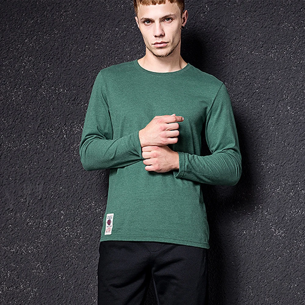 Nouveau T-shirt de couleur unie homme multicolore couleur Arn lavage T-shirt homme printemps automne T-shirt coton à manches longues