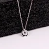 collier double rond pour femmes, pendentif en cristal et coquille, micro incrusté, rond, noir, à la mode, vente en gros