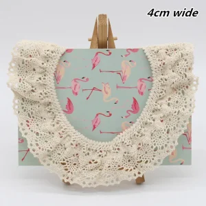 Tissu en dentelle extensible au Crochet en coton Beige, bricolage de vêtements, col, manchette, jupe, garniture d&rsquo;ourlet, bavoir pour animaux de compagnie, Bracelet, accessoires de décoration de couture