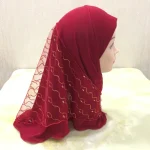 H084 belle petite fille amira hijab avec couche nette adapté aux enfants de 2 à 6 ans tirer sur écharpe islamique enveloppement de tête