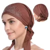 foulard de sauna musulman pour femme, chapeau fin d'Été, bonnet hijab nik, turban solide en diamant, chapeaux ronds indiens pour dame