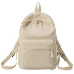 Sac à Dos d&rsquo;École Beige pour Adolescentes, en Tissu Doux, Rose, à Rayures, pour Femme