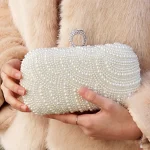 Pochette en perles pour femmes, sac à main pour dames, sacs à main blancs, sacs de soirée pour fête, mariage, sac à main initié noir