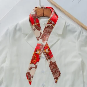 Écharpe de sac de marque de luxe pour femmes, foulard, hijab, écharpe pour cheveux, poignée de sac, rubans, longues écharpes maigres