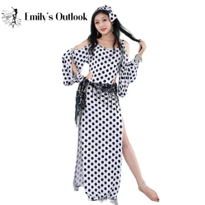 Robe baladi éma enne pour femmes, costume de danse du ventre, robe Saidi, Abaya financièrement, tenue de danse tribale gitane, bandeau à pois