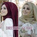 Lurex paillettes Hijabs pour femmes musulman brillant châle plaine froissé écharpes femme fête étoles plissé miroitant Hijab Turban Foulard