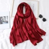hijab tactile en soie de haute qualité pour femmes, écharpe musulmane de couleur unie, accessoires de voyage, châles et enveloppes unis, grande taille