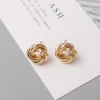 boucles d'oreilles pour femmes rock lisse petit noeud en métal torsion fleur boucles d'oreilles punk fête bijoux saint valentin cadeau bijoux