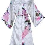 Robe de mariée en Satin de soie pour demoiselle d&rsquo;honneur, peignoir Floral, Kimono court, Robe de nuit, Robe de bain, à la mode, pour femmes