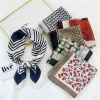 foulard carré en satin pour femme, hijab, bandeau de cheveux, bandana, Été