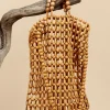 sac à main tissé à la main en bois naturel, sac de plage en bambou rétro, sac creux créatif de style antique, sac tissé à la mode