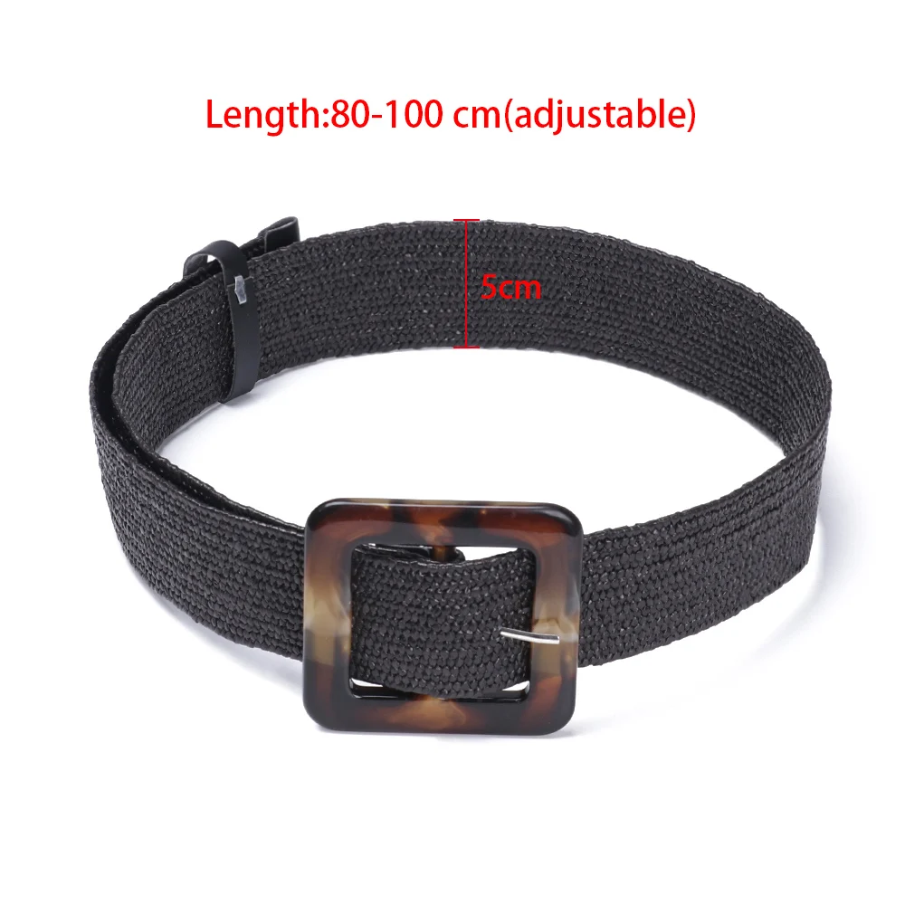 ceinture ronde en bois pour femmes, ceinture en paille élastique, large sangle tressée décontractée, tissée pour filles, mode pp, styliste féminin
