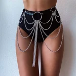 Ceinture en cuir superposée avec chaînes, harnais de corps, taille Sexy, accessoires gothiques, sangle réglable, bijoux de Festival pour filles