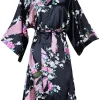 robe de mariée en satin de soie pour demoiselle d'honneur, peignoir floral, kimono court, robe de nuit, robe de bain, à la mode, pour femmes