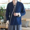 kimono de style japonais pour hommes, vestes rétro, mode harajuku adt, chemises streetwear, samouraï asiatique cardigan howley, haut à manches longues