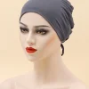 hijab musulman en coton à volants pour femmes, casquettes turban, sous écharpe, doublure en satin, écharpe de sauna islamique, mode