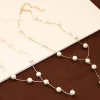 ensemble de bijoux en perles blanches pour femmes, collier et boucles d'oreilles élégants, accessoires de mariage, #228451