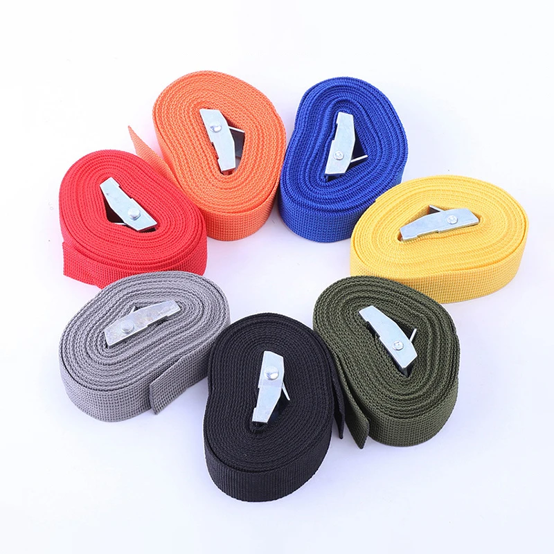 nouveau 1m/2m/3m/4m/5m boucle noire ceinture d'arrimage sangles de chargement pour voiture moto vélo boucle en métal corde de remorquage ceinture à cliquet solide