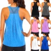 Chemise de Yoga femme nouveau Style T-Shirt ample Fitness hauts gilet femmes sans manches Sport T-Shirt séchage rapide gymnase course entraînement Blouse
