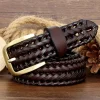 ceinture tressée en cuir véritable pour homme, accessoire de luxe, deuxième couche de peau de vache, pour jean, nouvelle collection