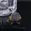 shinygem cristal naturel druzy opale plaqué or grande pierre gemme élégant taille réglable bijoux femmes bagues