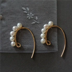 Boucles d&rsquo;oreilles en perles pour femmes, bijoux en or, faits à la main, breloques Vintage, minimalistes