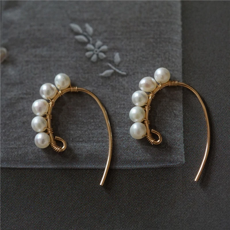 Boucles d'oreilles en perles pour femmes, bijoux en or, faits à la main, breloques Vintage, minimalistes