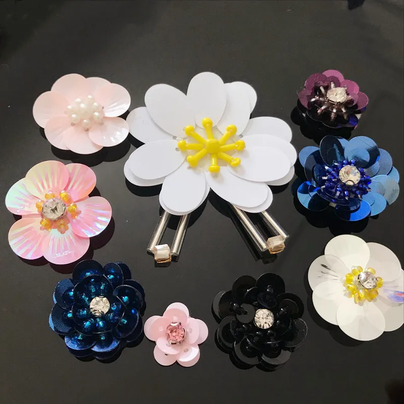 tissu perlé à paillettes, fleurs, diy, accessoires pour vêtements, pull décoré, patch floral 3d pour sacs à vêtements, chaussettes