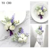 balance cho bracelet boutonnière de mariage pour homme, fournitures de demoiselle d'honneur, corsage violet, orchidée injtrash, bal de mariage