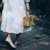 sac messager en paille tissé à la main pour femme, sac à main en rotin noir, boîte carrée d'été, plage, initié, dame, nouveau